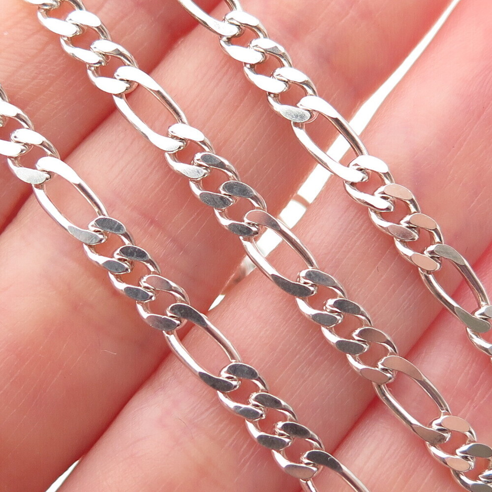 925 Sterling Silver Vintage Italy Figaro Chain Necklace 20"